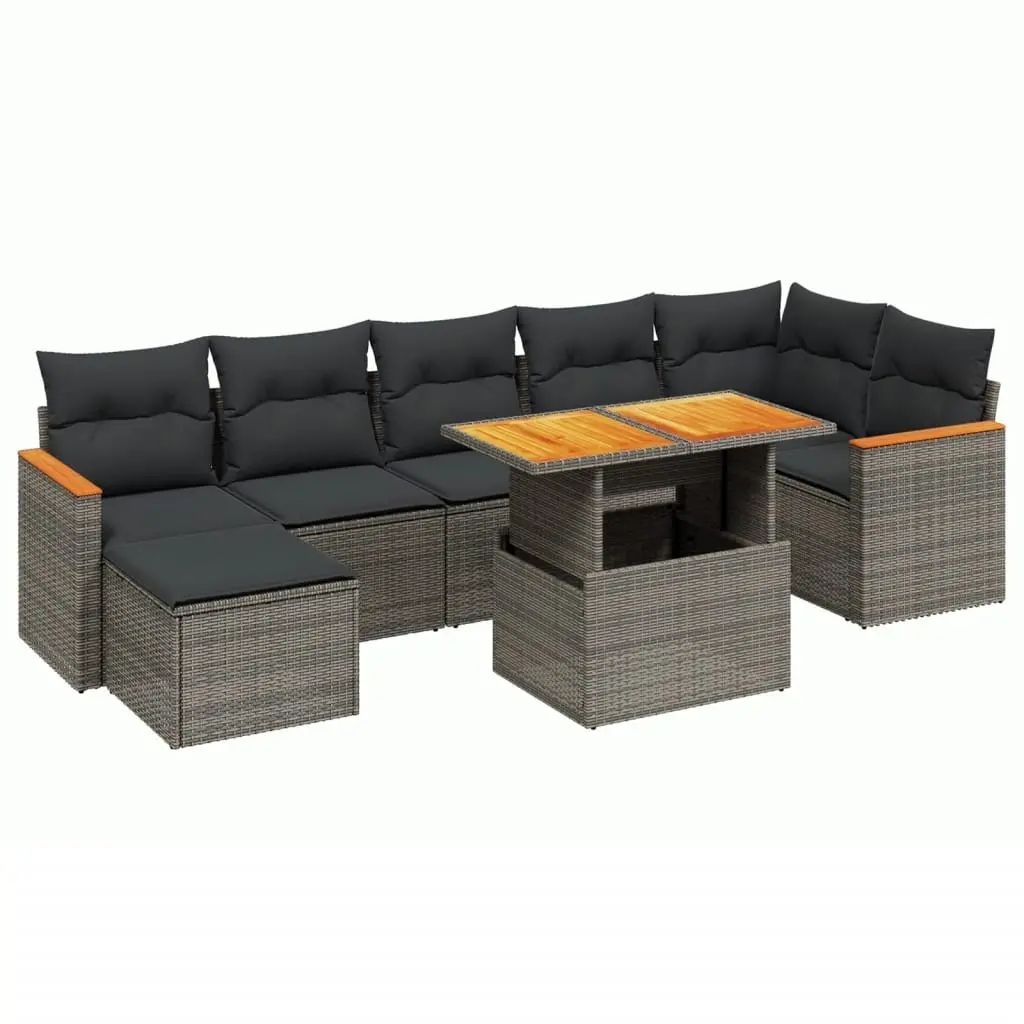 Garden Sofa Set 8 Piece Outdoor Furniture Grey Poly Rattan Modular Patio Seating