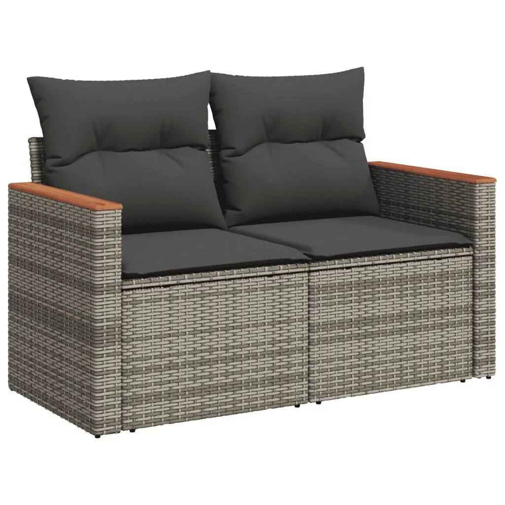 Garden Sofa Set 8 Piece Outdoor Furniture Patio Lounge Grey Poly Rattan Cushions