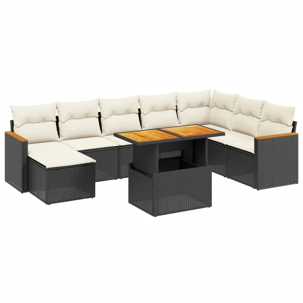 9 Piece Modular Outdoor Sofa Set Adjustable Black Rattan Furniture Garden Lounge