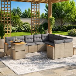Friendly 10-Piece Beige Garden Sofa Set for Your Outdoors