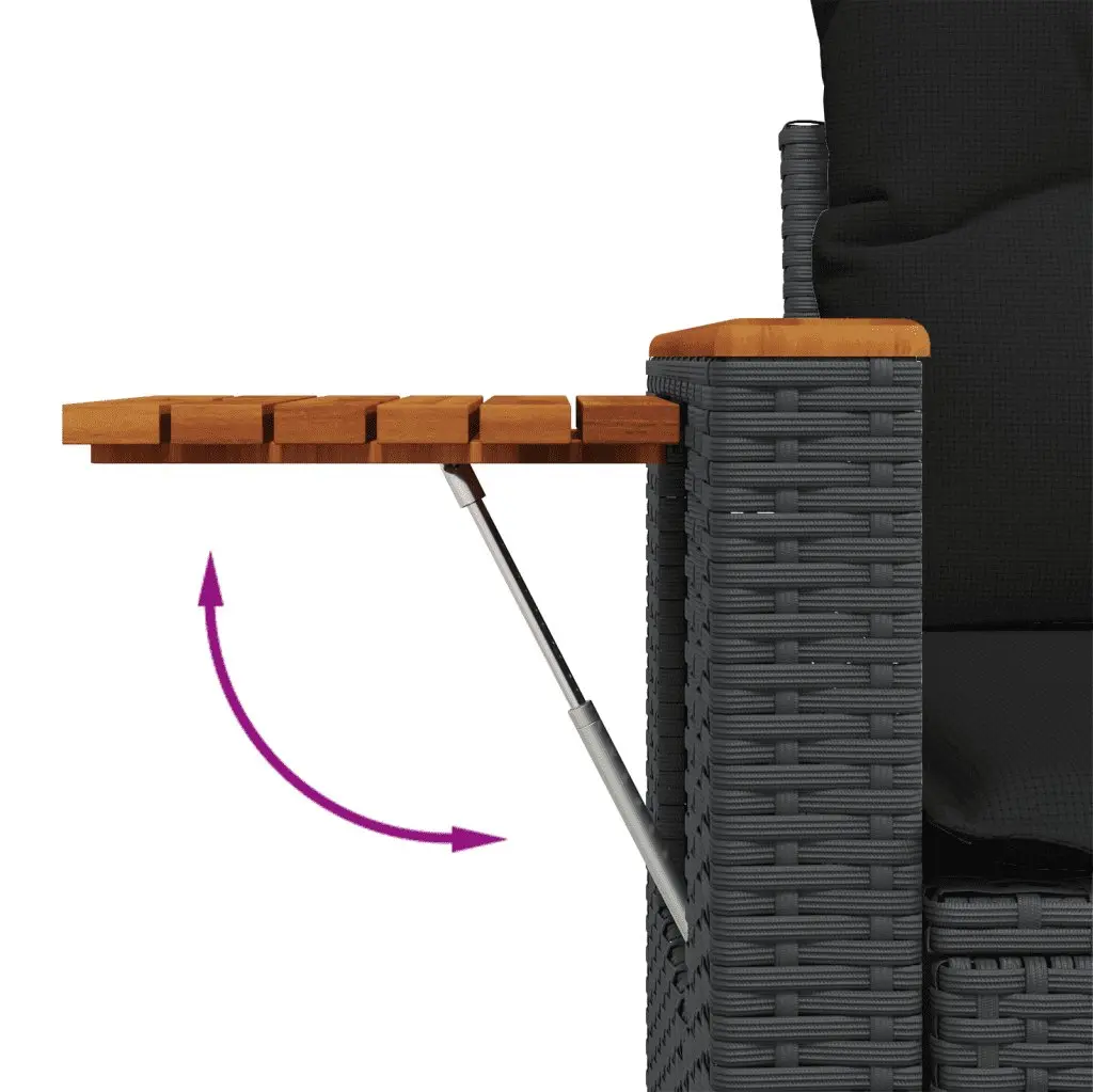 5 Piece Outdoor Garden Sofa Set Black Poly Rattan with Cushions