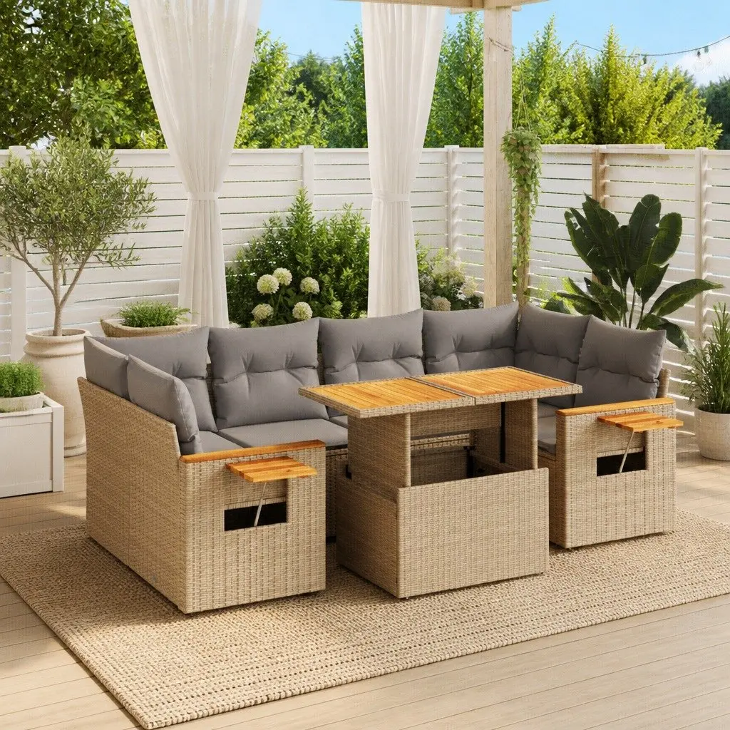 7 Piece Garden Sofa Set in Beige