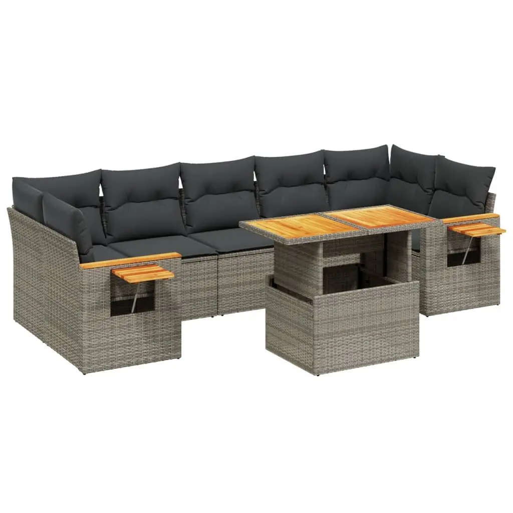 Garden Sofa Set 8 Piece Grey Poly Rattan Outdoor Furniture Modular Patio Lounge