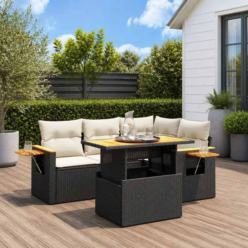 5 Piece Garden Sofa Set with Cushions