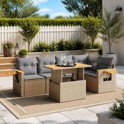 Friendly 6-Piece Modular Garden Sofa Set in Beige