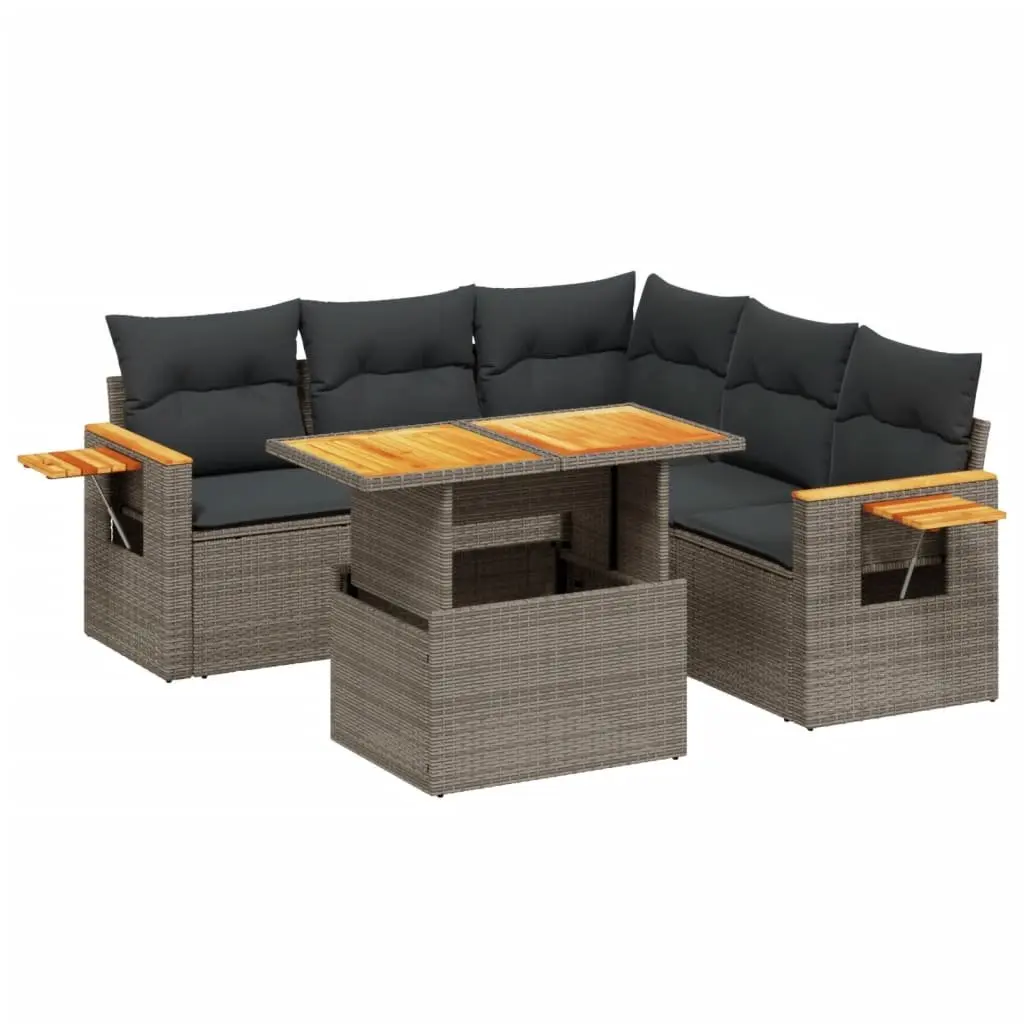 Grey 6 Piece Garden Sofa Set