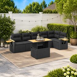 Join the Fun with Our 7 Piece Black Garden Sofa Set
