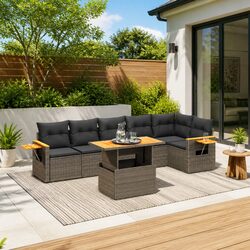 Friendly 7 Piece Grey Garden Sofa Set for You