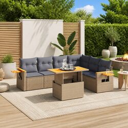 Friendly and Functional: 7 Piece Garden Sofa Set in Beige