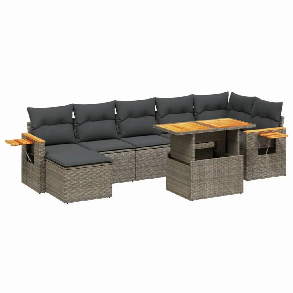 Garden Sofa Set Modular 8 Piece Outdoor Furniture Grey Poly Rattan