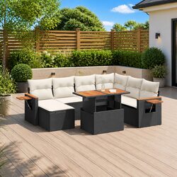 8-Piece Garden Sofa Set: Black Poly Rattan Comfort