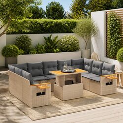 Friendly 11 Piece Beige Rattan Garden Sofa Set for Your Outdoors