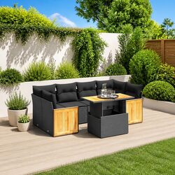 Friendly 7 Piece Black Garden Sofa Set for Your Space