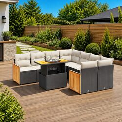 Garden Sofa Set 9 Piece Outdoor Furniture Patio Rattan Lounge with Cushions