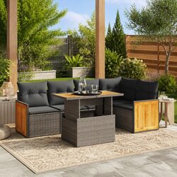 Friendly 6 Piece Grey Garden Sofa Set with Cushions