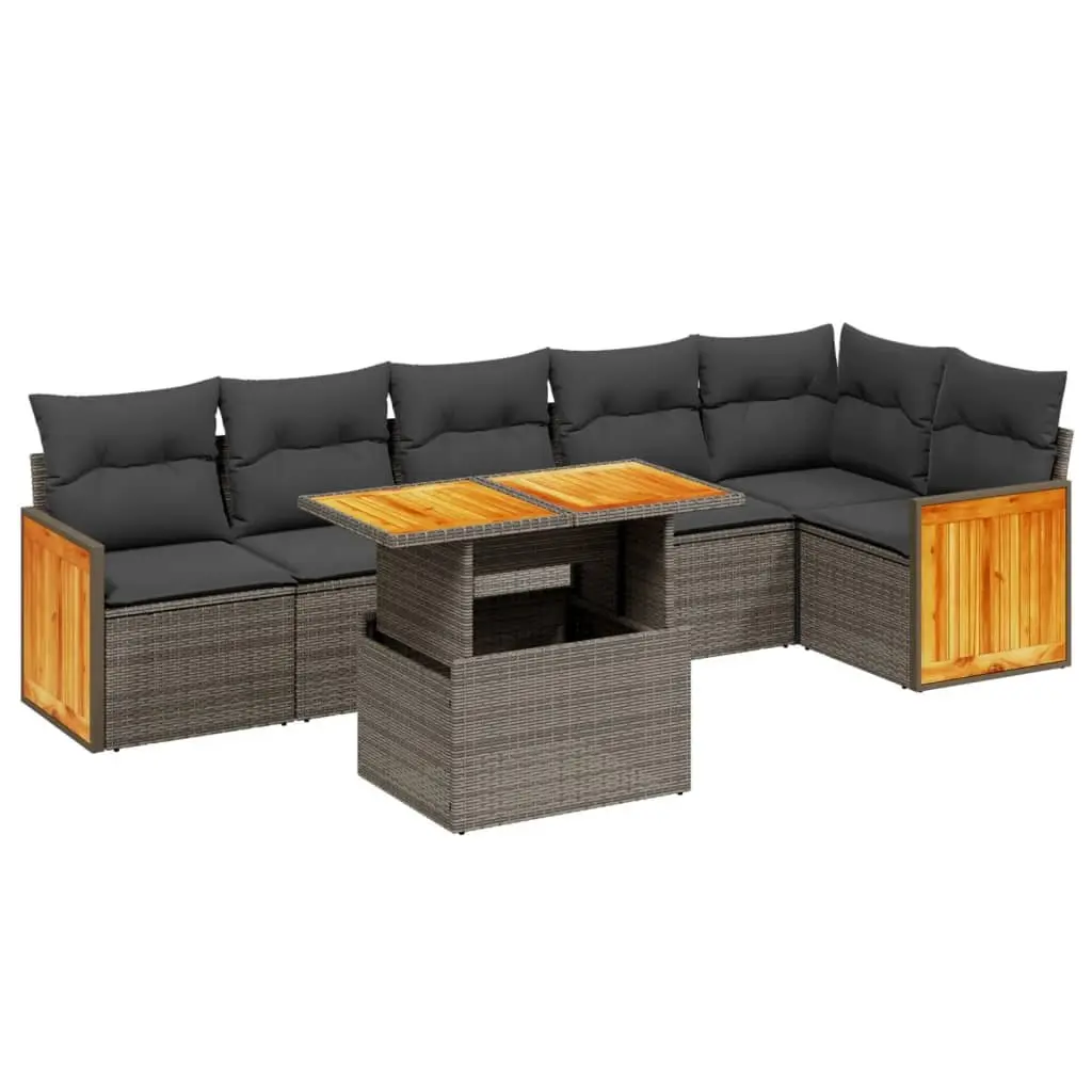 Garden Sofa Set Modular 7 Piece Outdoor Furniture Grey Poly Rattan
