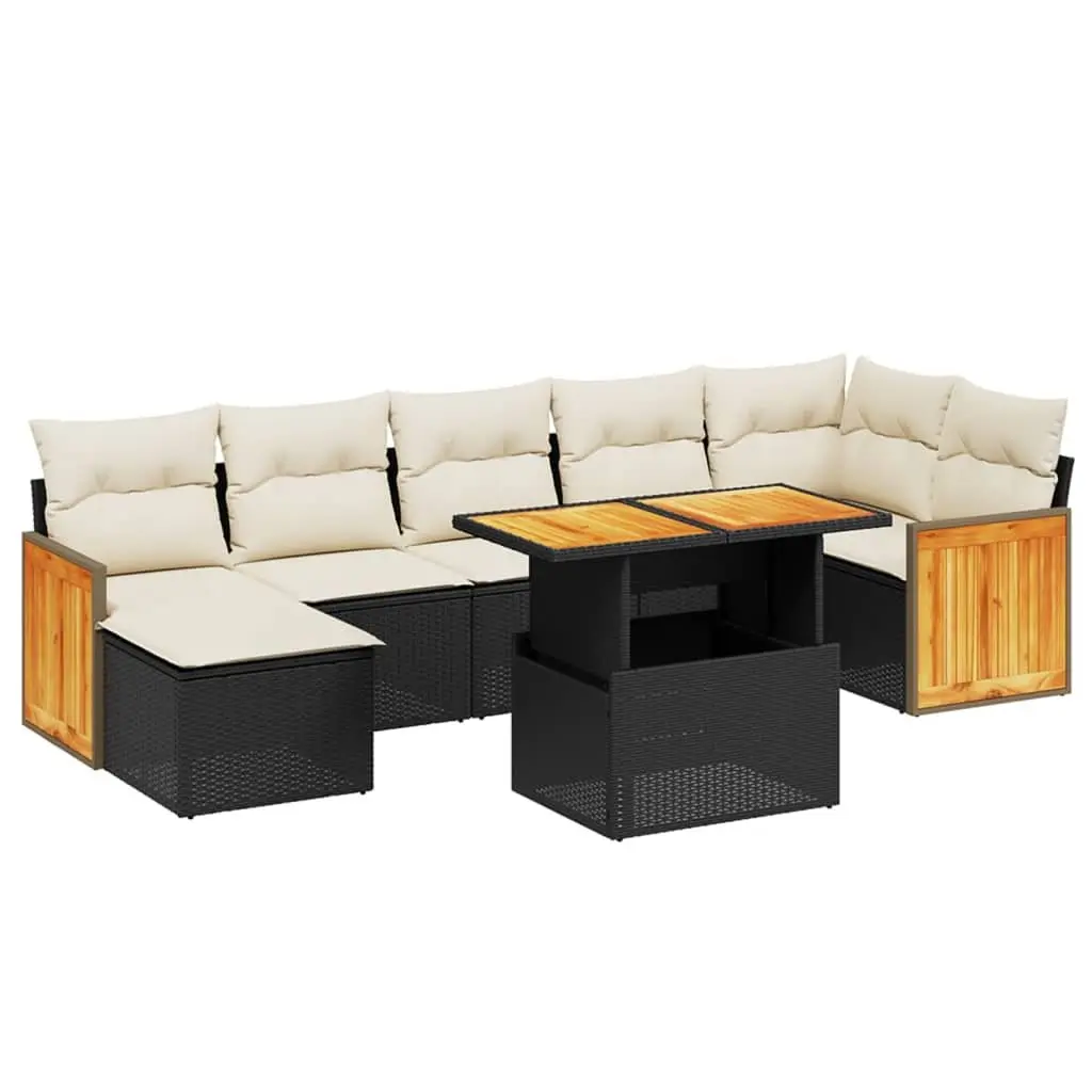 8-Piece Black Garden Sofa Set