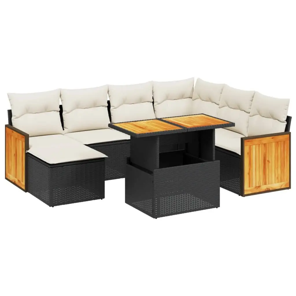 Garden Sofa Set 8 Piece Outdoor Furniture Black Poly Rattan Patio Sectional