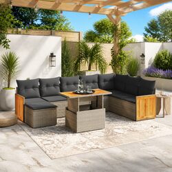 Friendly 9 Piece Outdoor Sofa Set in Grey Rattan