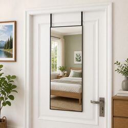 Door Mirror Black 40x100cm Wall Mounted Dressing Glass Aluminum Frame Bedroom