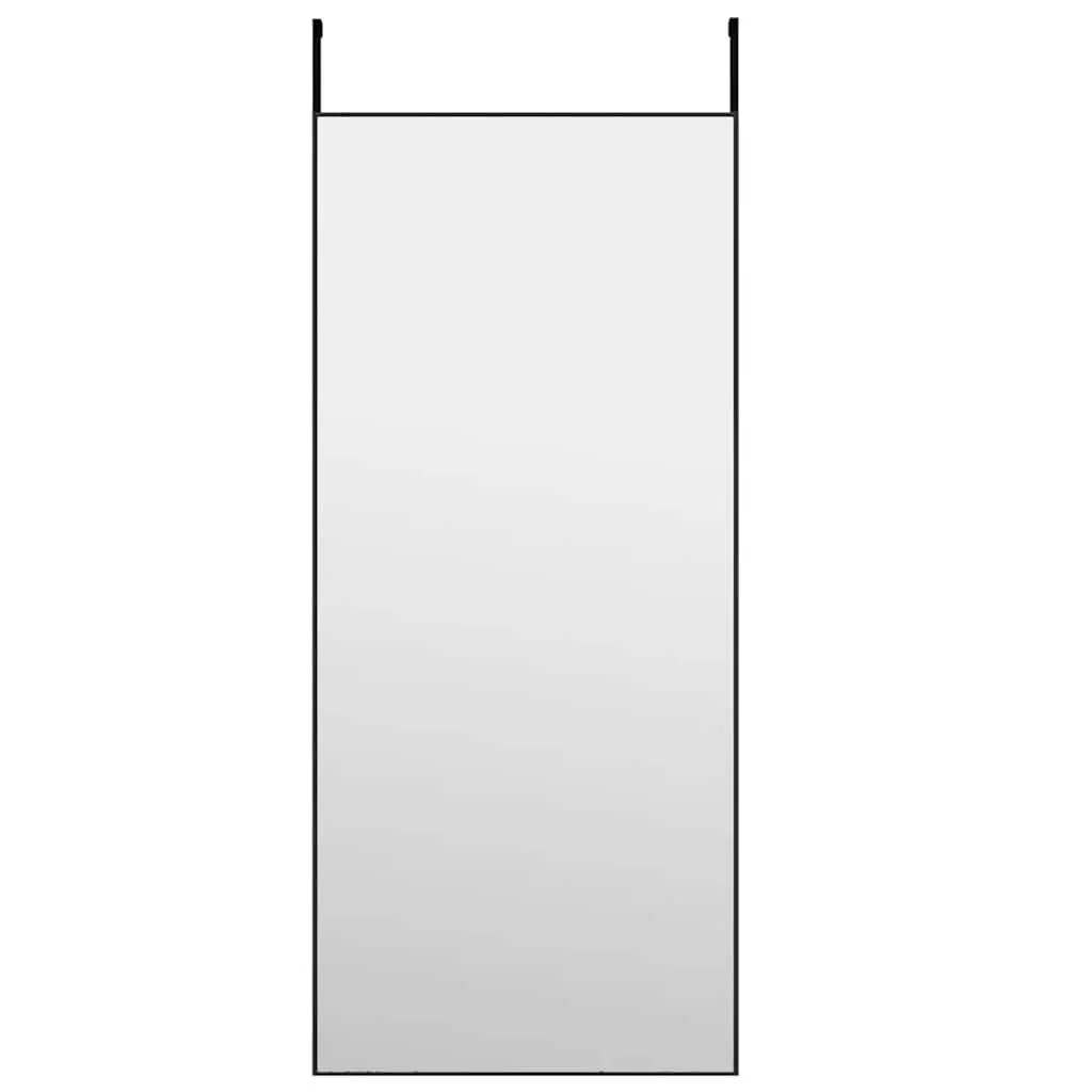 Door Mirror Black Wall Mounted 40x100cm Aluminium Frame