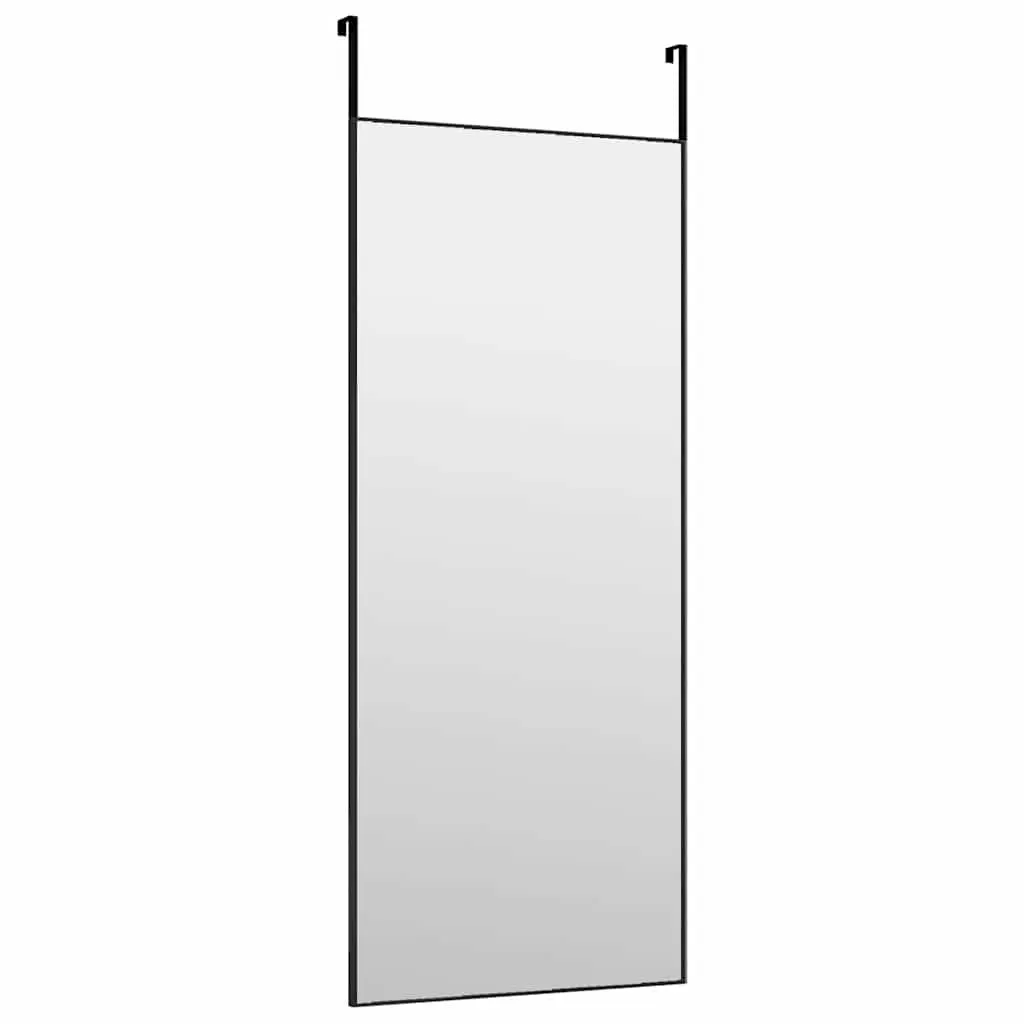 Door Mirror Black Wall Mounted 40x100cm Aluminium Frame
