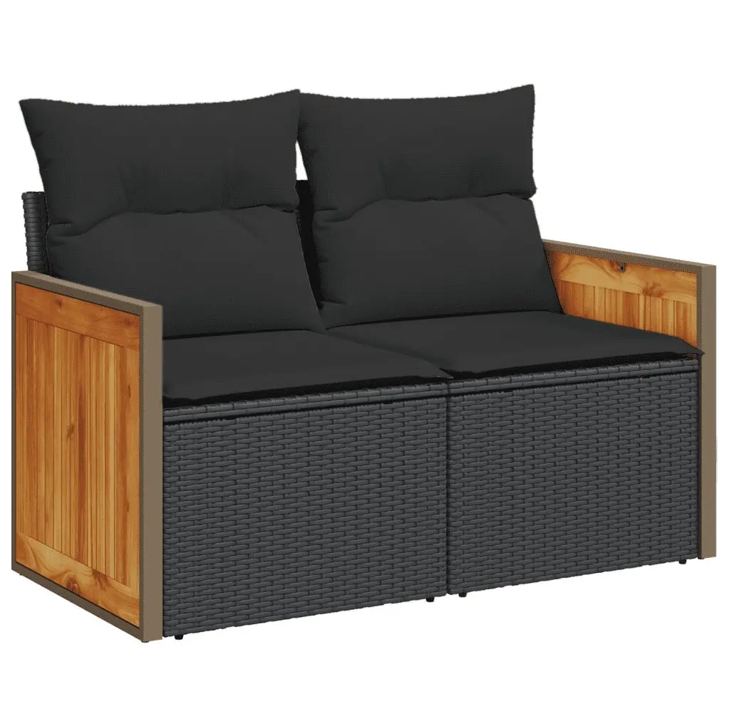 Garden Sofa Set 10 Piece Outdoor Furniture Patio Lounge Black Poly Rattan