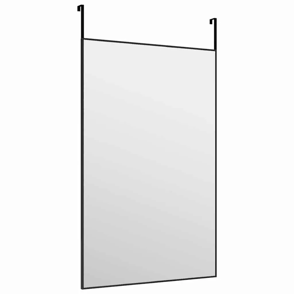 Door Mirror Black Aluminium Frame 50x80 cm Wall Mounted