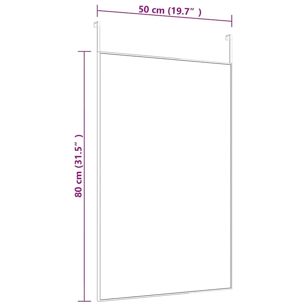 Door Mirror Black Aluminium Frame 50x80 cm Wall Mounted