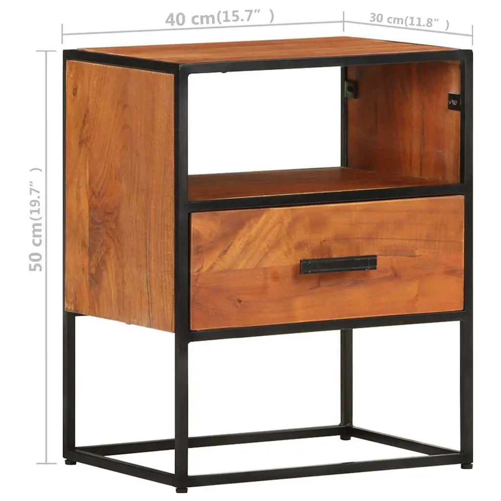 Bedside Table 40x30x50 cm Solid Acacia Wood Cabinet Nightstand 1 Drawer