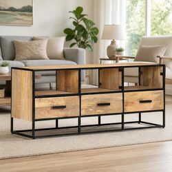 Your New TV Cabinet in Brown Rough Mango Wood