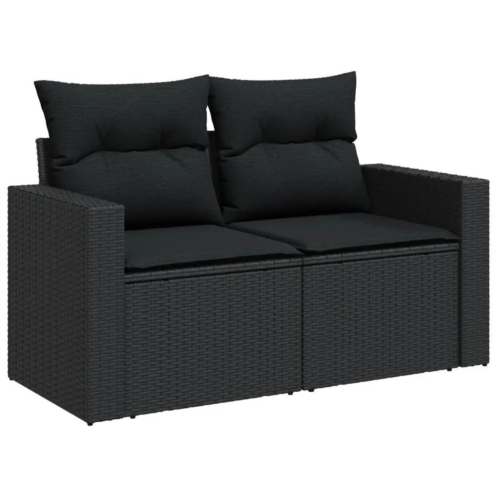 Garden Sofa Set 11 Piece Outdoor Furniture Black Poly Rattan Patio Seating with