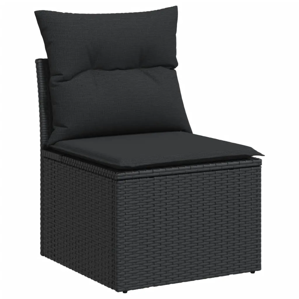 Garden Sofa Set 11 Piece Outdoor Furniture Black Poly Rattan Patio Seating with