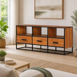 Inviting TV Cabinet 110x30x45 cm Brown Wood Storage Unit