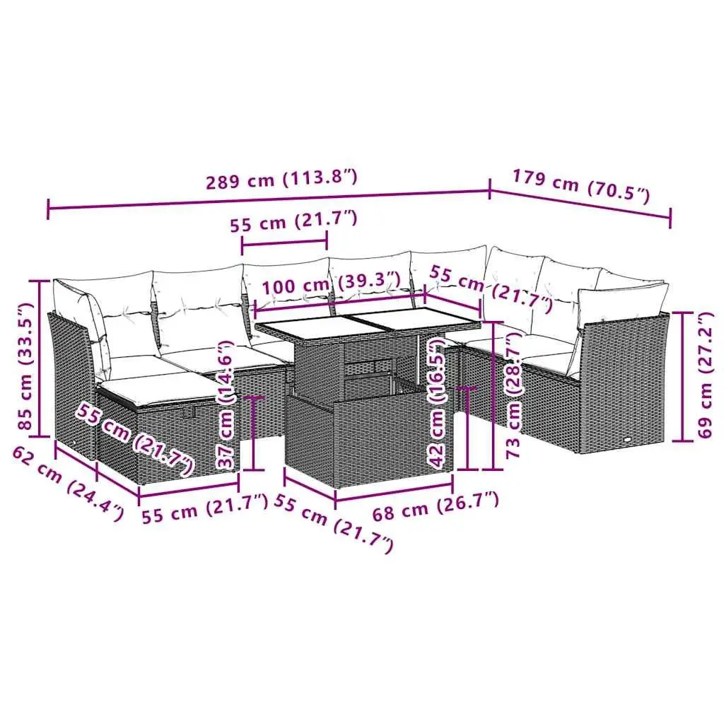 9-Piece Garden Sofa Set
