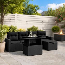 Friendly 6 Piece Black Garden Sofa Set for Your Outdoors