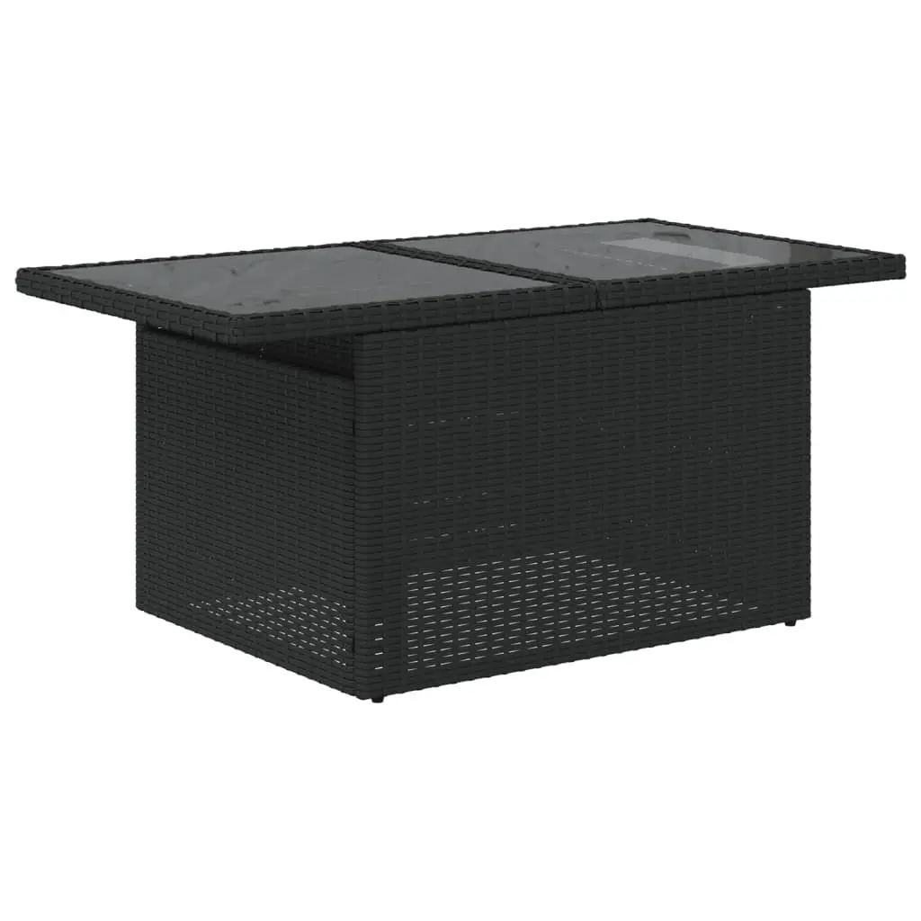 7 Piece Outdoor Garden Sofa Set with Cushions Black Poly Rattan Modular Patio