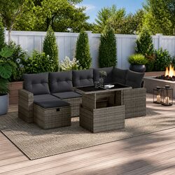 Enjoy Outdoor Comfort with 7 Piece Garden Sofa Set - Grey
