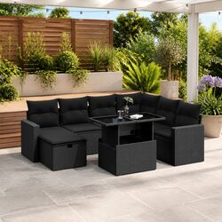 Outdoor Garden Sofa Set 8 Piece Patio Furniture with Cushions Black Modular