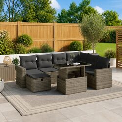 Garden Sofa Set 8 Piece Outdoor Furniture Patio Grey Poly Rattan Modular