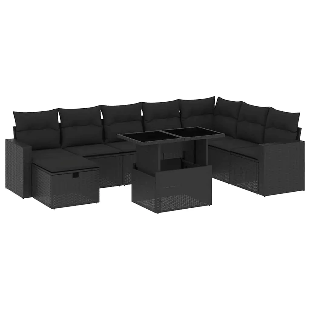 Garden Sofa Set 9 Piece Outdoor Furniture Patio Rattan Lounge with Cushions