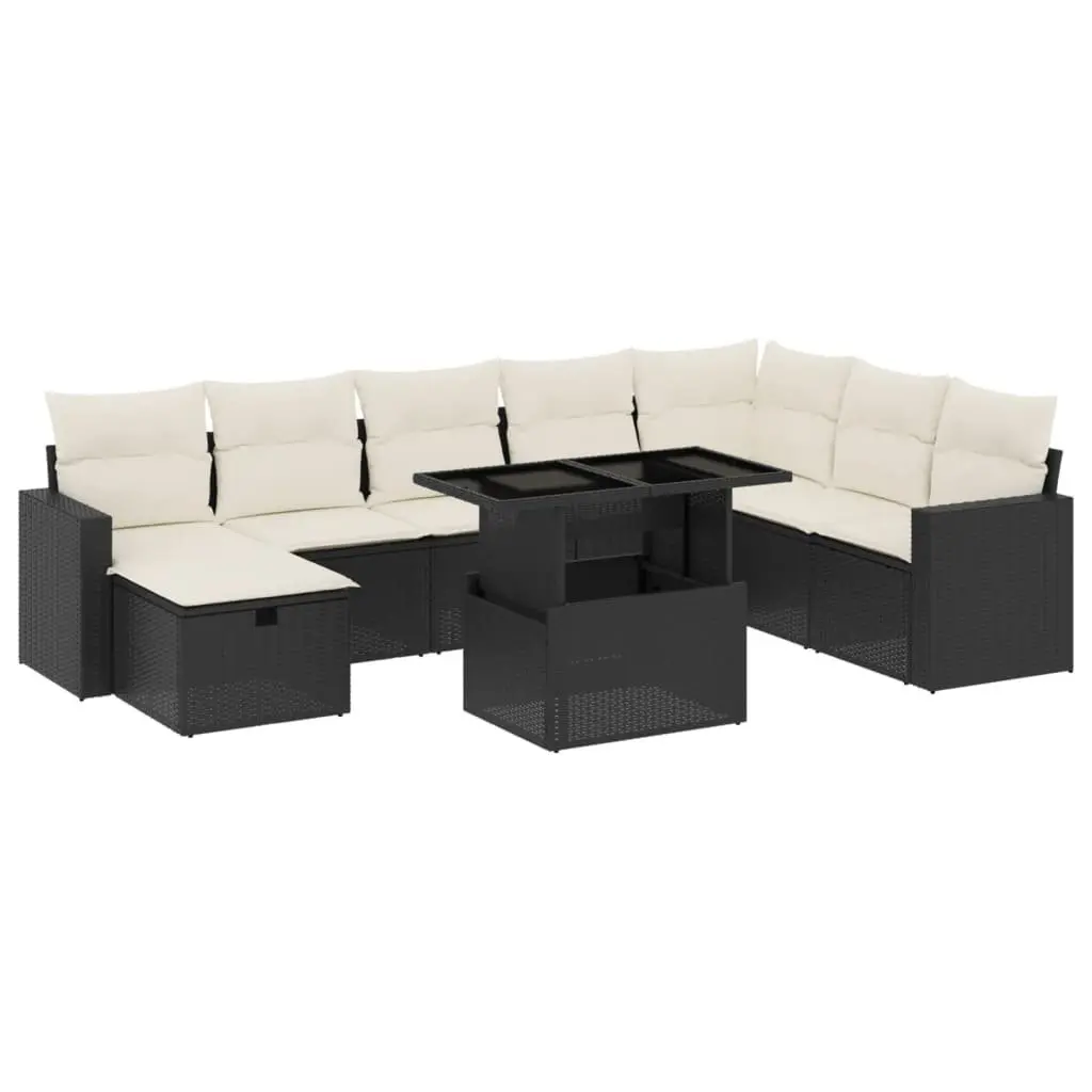 Garden Sofa Set 9 Piece Outdoor Furniture Patio Rattan Modular Sectional Black
