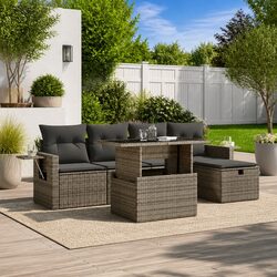 Friendly 6-Piece Grey Outdoor Sofa Set for Gatherings