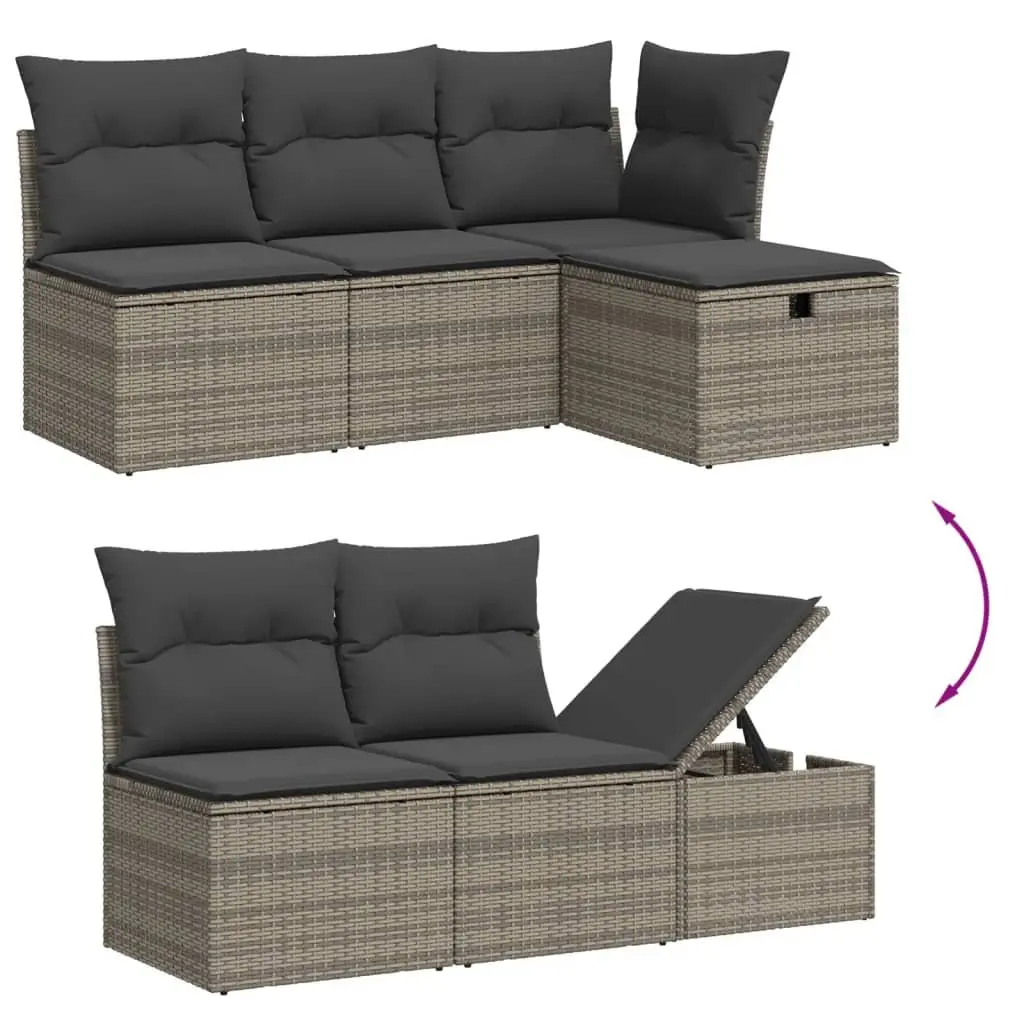 Garden Sofa Set 6 Piece Outdoor Furniture Patio Grey Poly Rattan Modular Seating