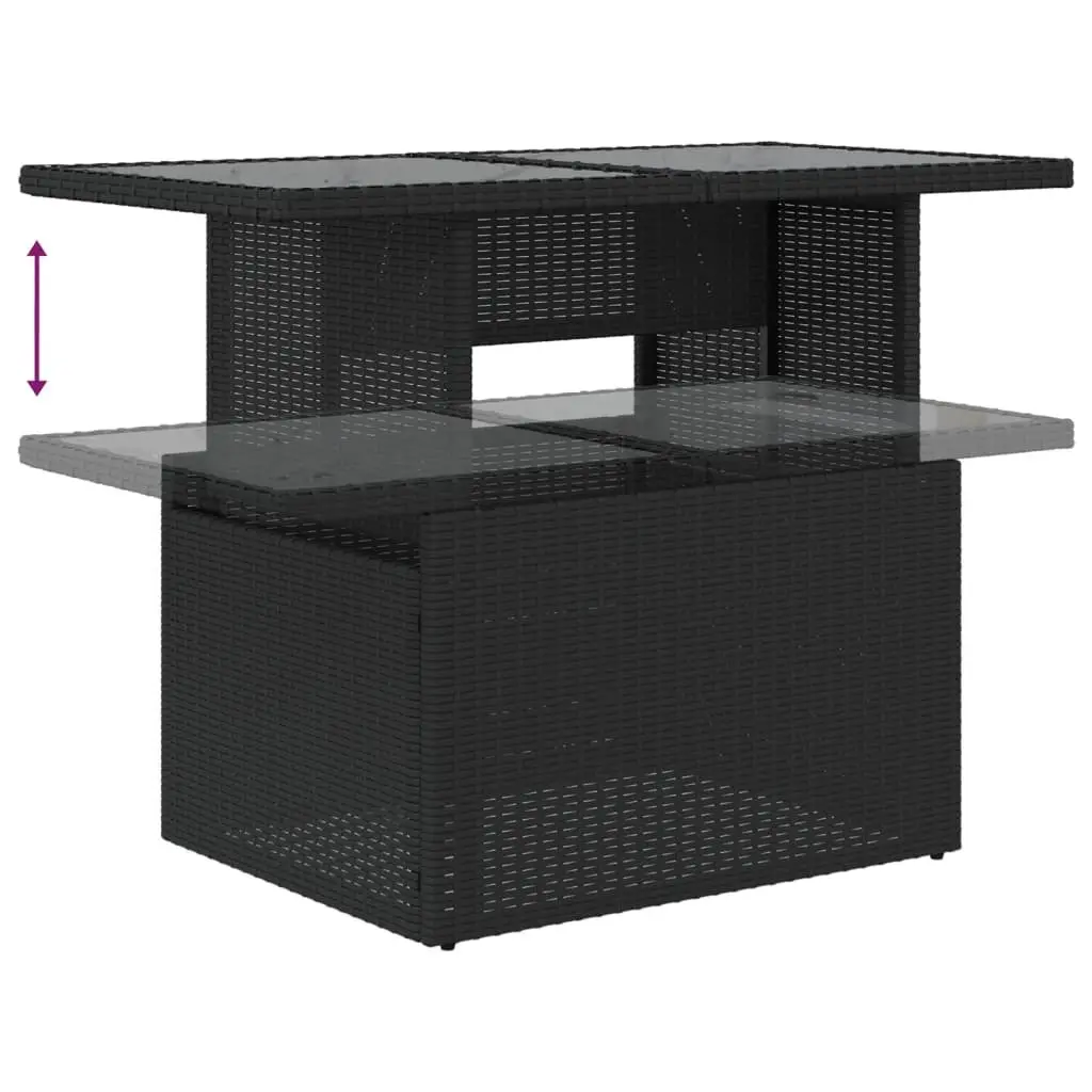 ModularDesign9PieceOutdoorGardenSofaSetBlackPolyRattanAdjustableTablewithCushions