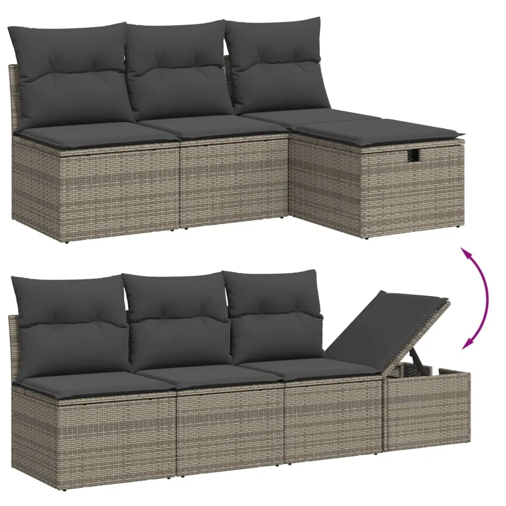 Garden Sofa Set 9 Piece Outdoor Furniture Grey Poly Rattan Modular Patio Seating