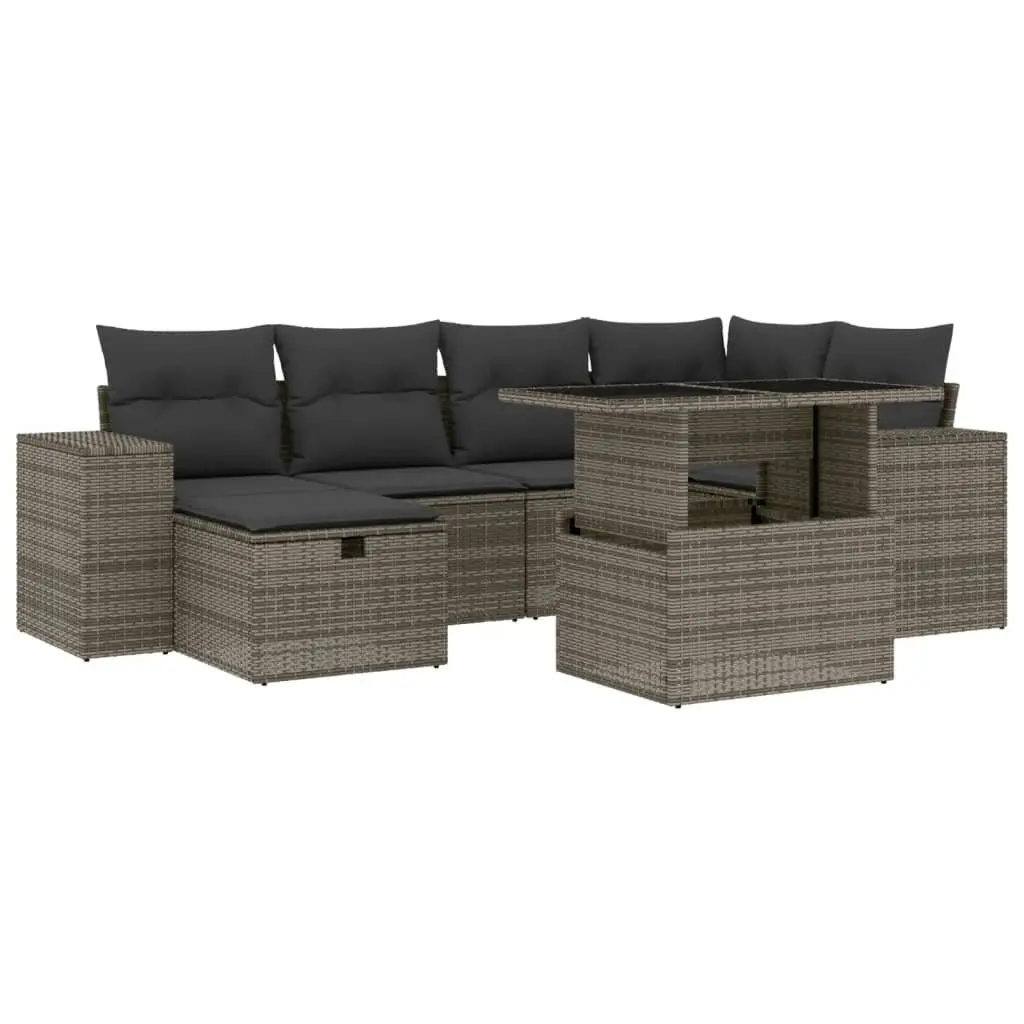 Garden Sofa Set 7 Piece Outdoor Furniture Grey Poly Rattan Patio Lounge Modular