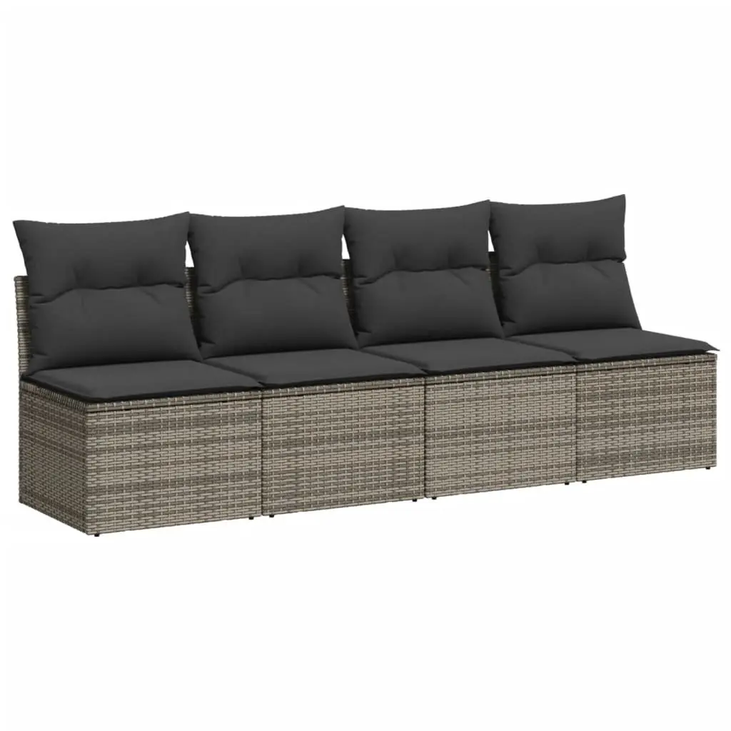 Garden Sofa Set 9 Piece Outdoor Furniture Grey Poly Rattan with Cushions