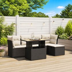 Friendly 6 Piece Outdoor Sofa Set with Black Rattan