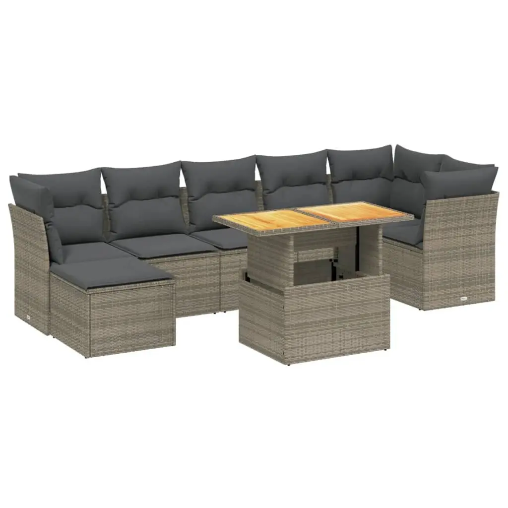 Garden Sofa Set 8 Piece Outdoor Furniture Grey Poly Rattan Modular Patio Lounge